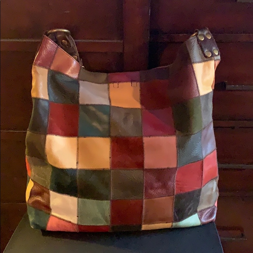 Patchwork Multicolor Leather/Suede Shoulder Bag